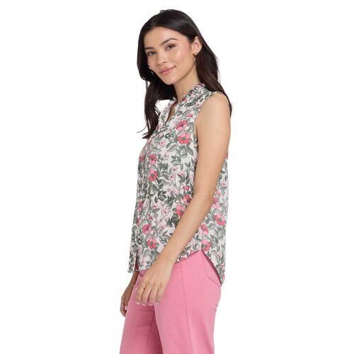 NYDJ Sleeveless Ruffle Neck Blouse